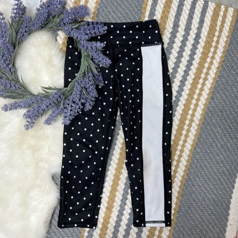 Z by Zella black white polkadots active leggings B1-11